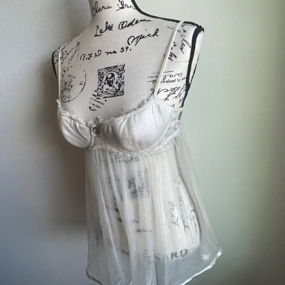 Y2K 2000's Victoria Secret Babydoll Sexy Little things Sz 34C‎ ivory Nightgown